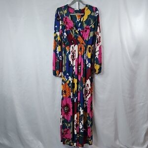 Beeson River Colorful Floral Maxi Dress Size Large